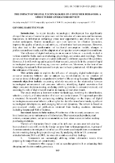 The Impact Of Digital Technologies On Consumer Behavior: A Structured Literature Review