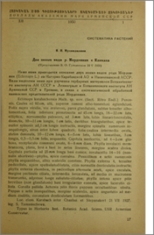 Два новых вида р. Мордовник с Кавказа