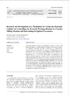 Research and Development of a Mechanism for Fixing the Hydraulic Cylinder for Controlling the External Working Element of a Garden Milling Machine and Determining its Optimal Parameters