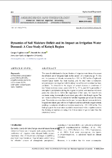 Dynamics օf Soil Moisture Deficit and its Impact on Irrigation Water Demand: A Case Study of Kotayk Region