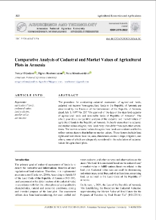 Comparative Analysis of Cadastral and Market Values of Agricultural Plots in Armenia
