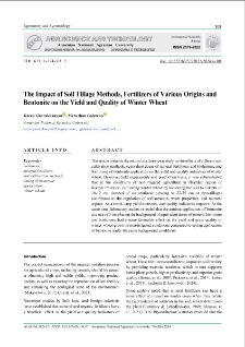 The Impact of Soil Tillage Methods, Fertilizers of Various Origins and Bentonite on the Yield and Quality of Winter Wheat