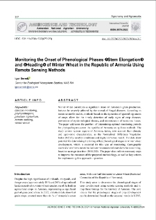 Determining the Timing of Phytopathological Monitoring for Early Detection of Winter Wheat Diseases in the Republic of Armenia Using Remote Sensing Methods
