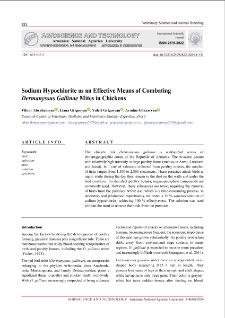 Sodium Hypochlorite as an Effective Means of Combating Dermanyssus Gallinae Mites in Chickens
