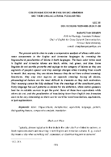 Color-Name Idioms in English and Armenianand their Linguacultural Peculiarities