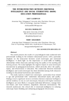 The Interconnection between Emotional Intelligence and Social Stereotypes among Education Professionals