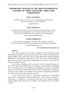 Comparative Analysis of the Socio-Psychological Features of Coping Strategies among War Participants