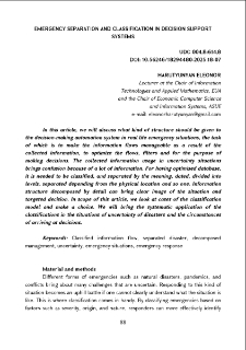 Emergency Separation and Classification in Decision Support Systems