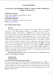 Reflection On The Experimental Model Of A Chess Teacher’s Competences (Analyses And Interpretations)