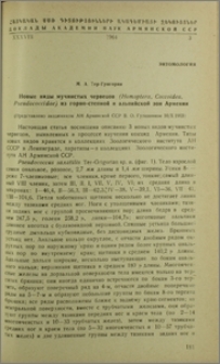 Новые виды мучнистых червецов (Homoptera, Coccoidea, Pseudococcidae) из горно-степной и альпийской зон Армении
