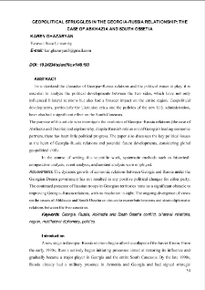 Geopolitical struggles in the Georgia-Russia relationship: the case of Abkhazia and South Ossetia