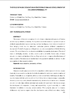 The role of music education in the formation and development of children's personality