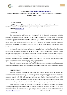 Connected Speech Development Patterns In Preschool-Aged Children