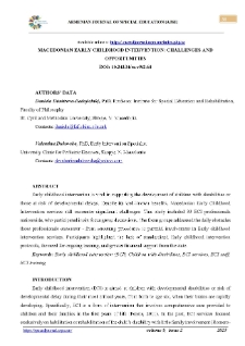 Macedonian Early Childhood Intervention: Challenges And Opportunities