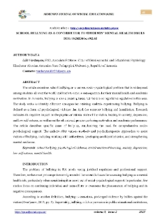 School Bullying As A Contributor To Students’ Mental Health Issues