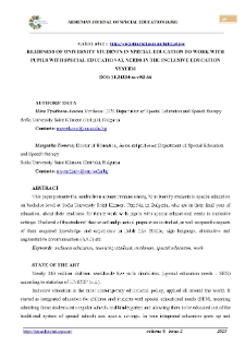 Readiness Of University Students In Special Education To Work With Pupils With Special Educational Needs In The Inclusive Education System