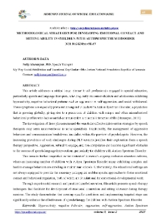 Methodological Strategies For Developing Emotional Contact And Sitting Ability In Children With Autism Spectrum Disorder