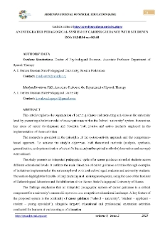 An Integrated Pedagogical System Of Career Guidance With Students