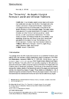 The “Thrice- An Angelic Liturgical Formula in Jewish and Christian Traditions