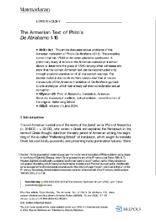 The Armenian Text of Philo’s De Abrahamo 1‑16