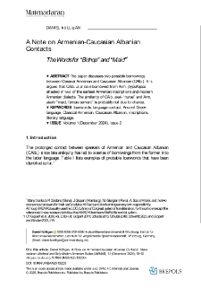 A Note on Armenian-Caucasian Albanian Contacts