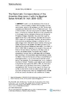 Diplomatic Correspondence of Armenian King Levon I with Egyptian Sultan al-Malik al-Adil (1208–1209)