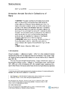 Armenian Amulet Scrolls in the Collections of Paris