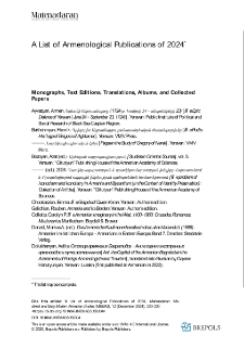 A List of Armenological Publications of 2024