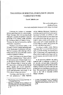 The System of Spiritual Symbolism in Grigor Narekatsi&rsquo;s Work