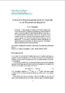 Adomian's Decomposition Method Applied to an Exponential Equation