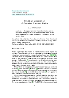 Gibbsian Description of Gaussian Random Fields