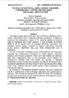 The Role Of Artificial Intelligence In Modern Cybersecurity: Opportunities, Risks, And Global Implications