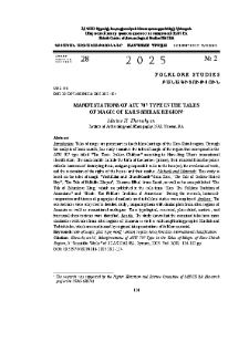 Manifestations of Atu 707 Type in the Tales of Magic of Kars-Shirak Region