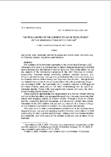 The peculiarities of the current stage of development of the Armenian community in the UAE