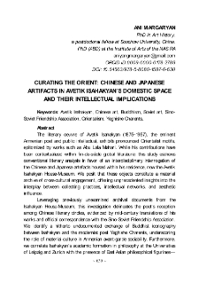 Curating the Orient: Chinese and Japanese Artefacts in Avetik Isahakyan’s Domestic Space and Their Intellectual Implications