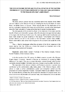The Socio-Economic Picture And Political Situation Of The EasternProvinces Of The Ottoman Empire In The 1830s And 1840s (According To The English Diplomat James Brant)