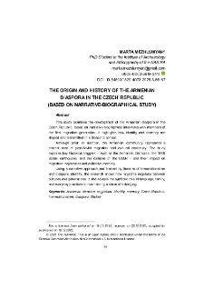 The Origin and History of the Armenian Diaspora In The Czech Republic (Based On Narrative-Biographical Study)