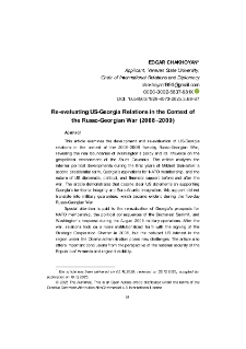 Re-evaluating US-Georgia Relations in the Context of the Russo-Georgian War (2008&ndash;2009)