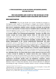 The State, Business And Society At The Crossroads Of The Circular Economy: Armenia&rsquo;s Main Challenges And Prospects