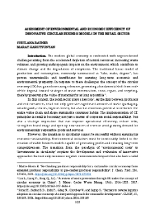 Assessment Of Environmental And Economic Efficiency Of Innovative Circular Business Models In The Retail Sector