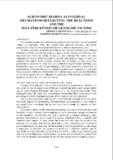 Survivors&rsquo; Diaries as Internal Mechanisms Reflecting the Reactions and the Self -perception of Genocide Victims