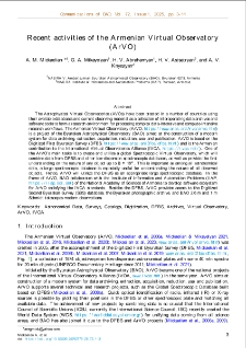 Recent activities of the Armenian Virtual Observatory(ArVO)