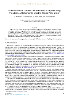 Observations of the selected astronomical objects usingPolarization-Holographic Imaging Stokes Polarimeter