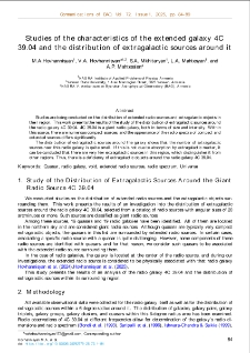 Studies of the characteristics of the extended galaxy 4C39.04 and the distribution of extragalactic sources around it