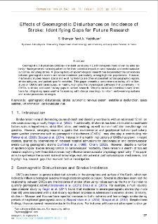 Effects of Geomagnetic Disturbances on Incidence ofStroke: Identifying Gaps for Future Research