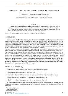 Scientific (Astro) Journalism Activities in Armenia