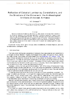 Reflection of Celestial Luminaries, Constellations, andthe Structure of the Universe in the Archaeological Artifacts of Ancient Armenia