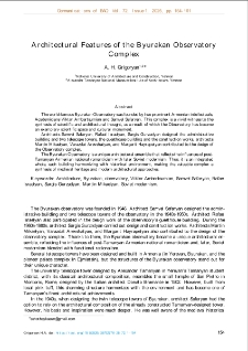 Architectural Features of the Byurakan ObservatoryComplex