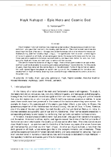 Hayk Nahapet &ndash; Epic Hero and Cosmic God