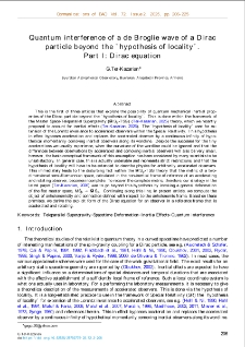 Quantum interference of a de Broglie wave of a Diracparticle beyond the `hypothesis of locality&acute;.Part I: Dirac equation